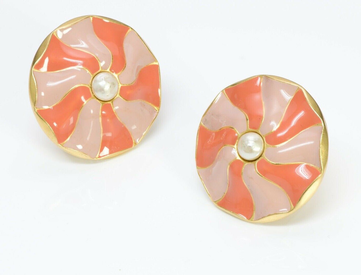 Vintage Karl Lagerfeld Paris Enamel Pearl Earrings