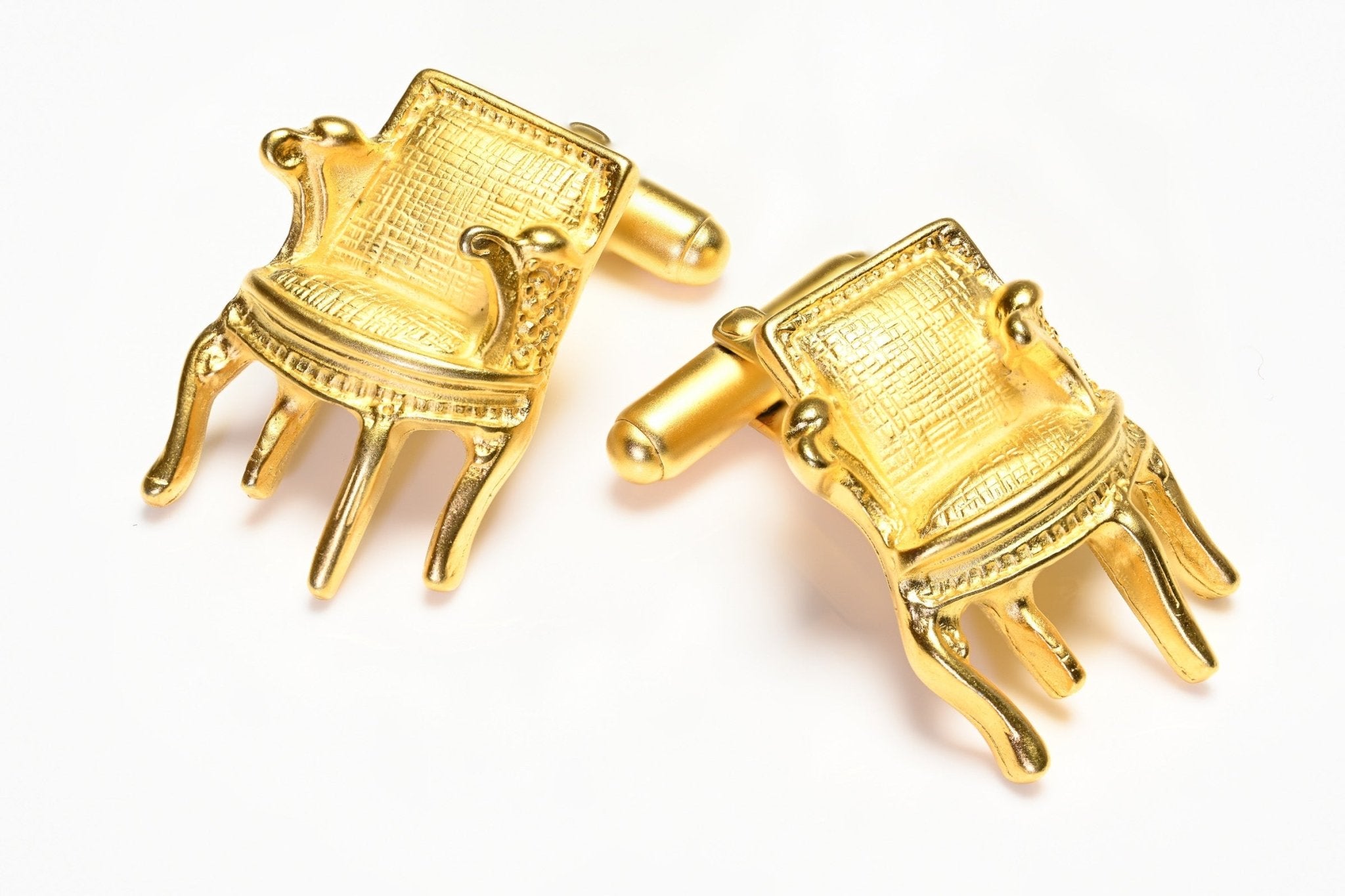 Vintage Karl Lagerfeld Paris Gold Plated Louis XIV Chair Cufflinks