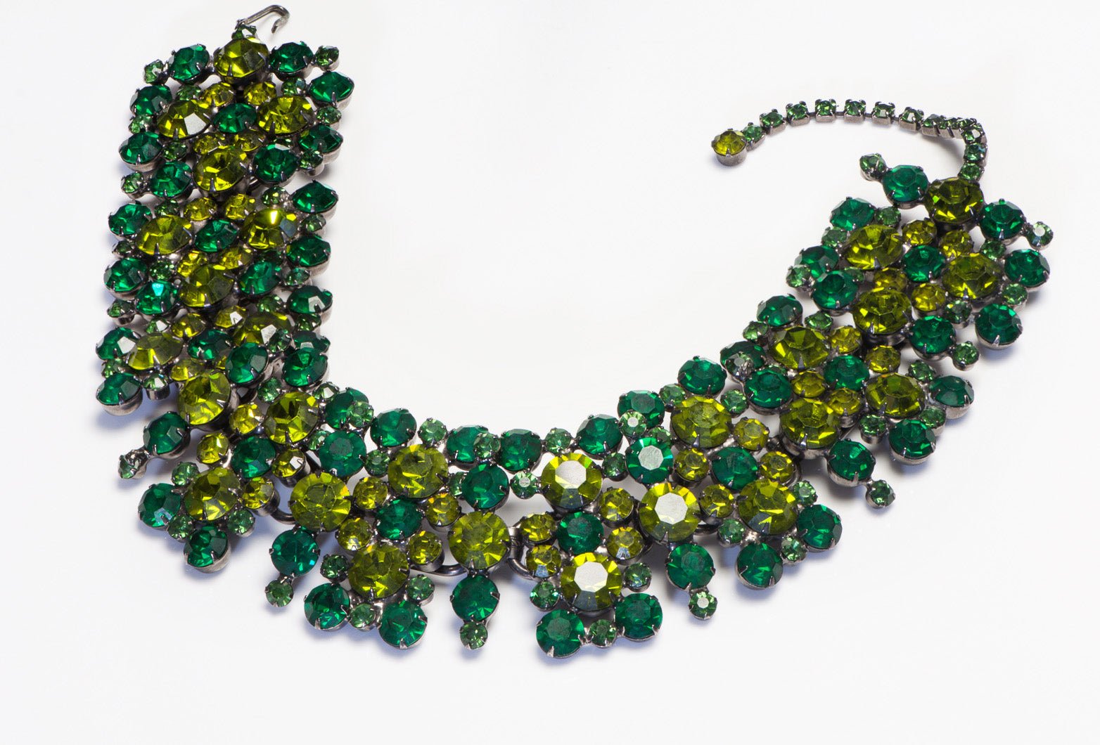 Vintage Kenneth Jay Lane Green Crystal Choker Necklace