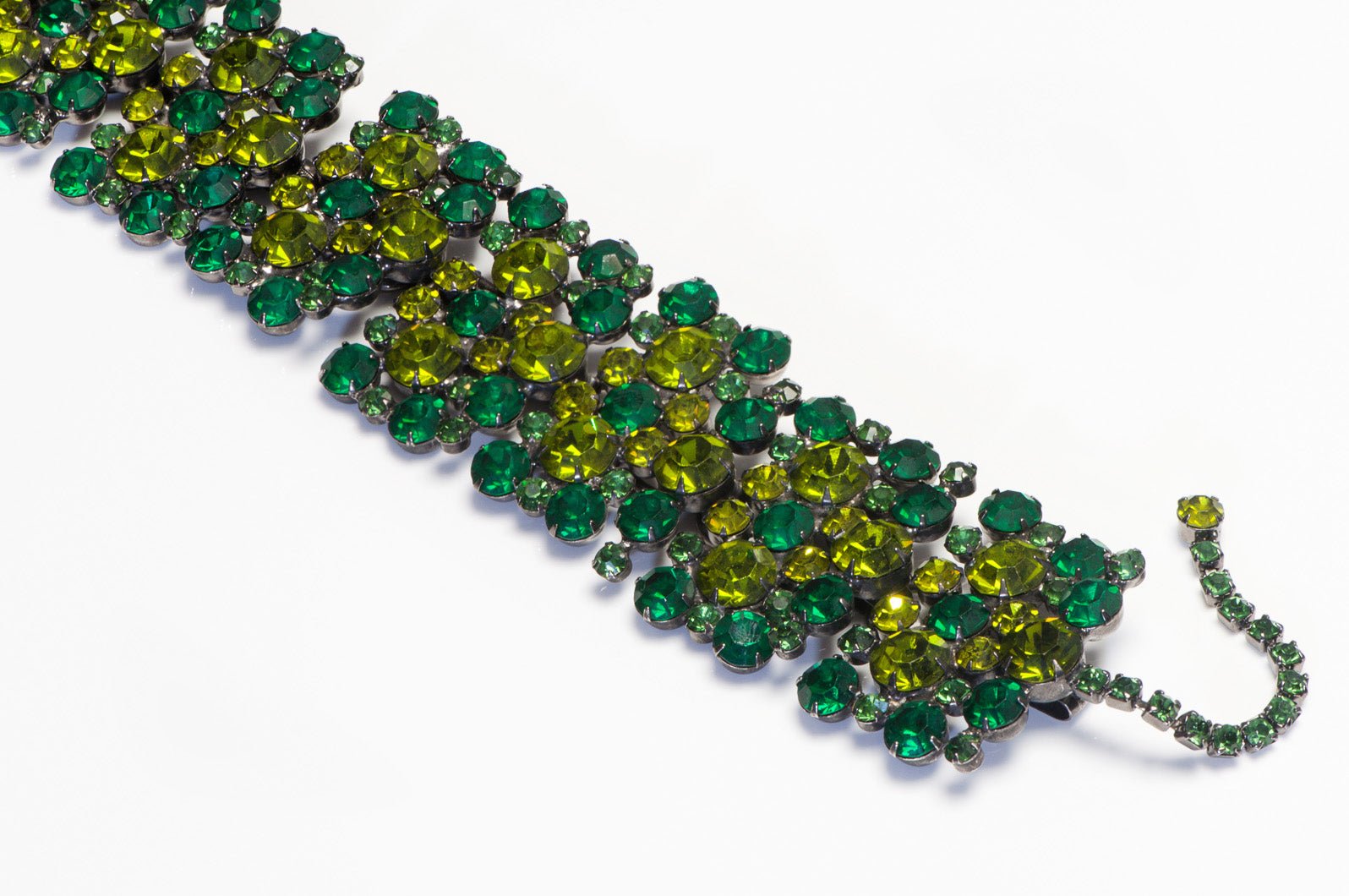 Vintage Kenneth Jay Lane Green Crystal Choker Necklace