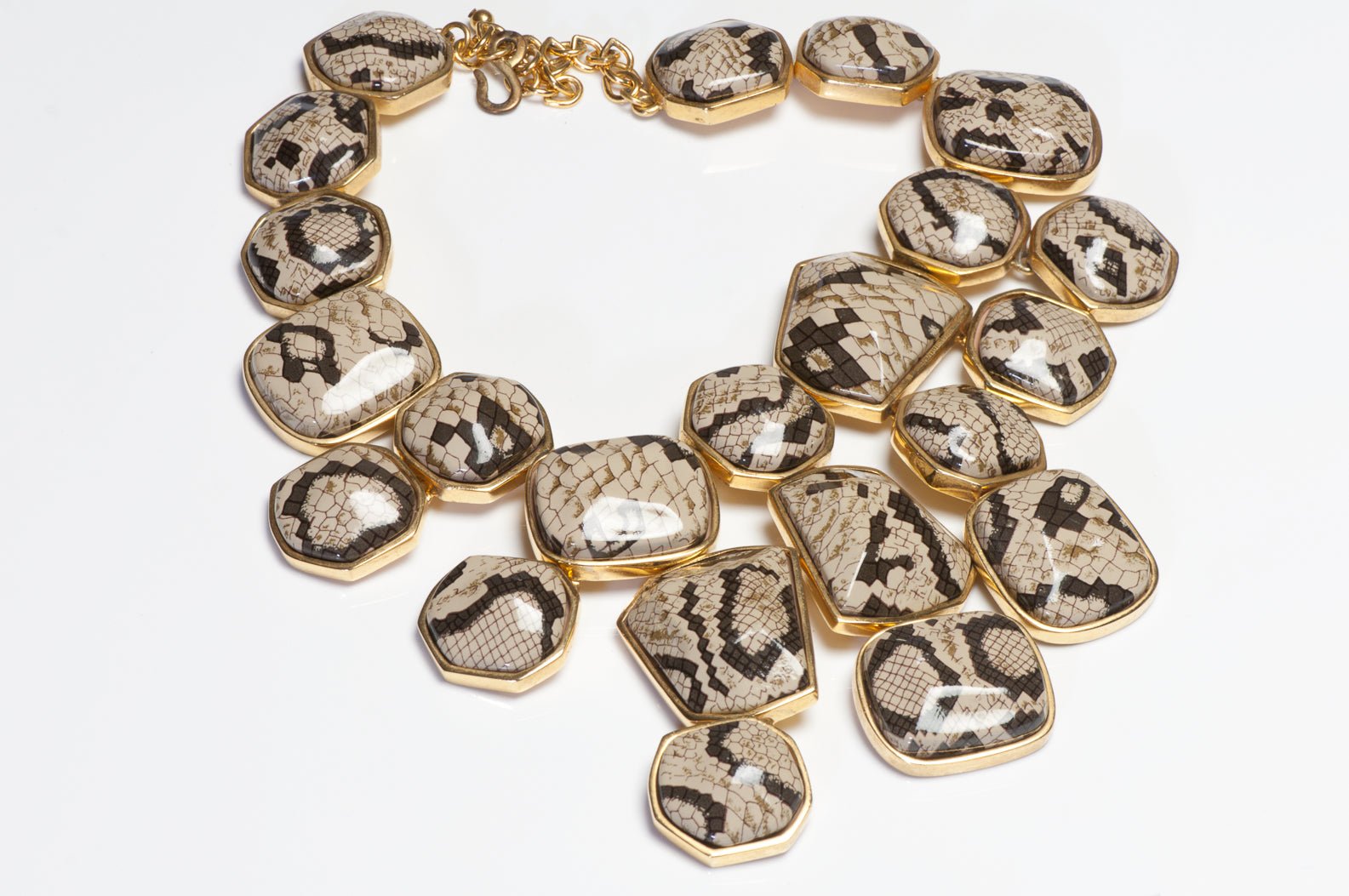 Vintage Kenneth Jay Lane KJL Snake Print Bib Necklace
