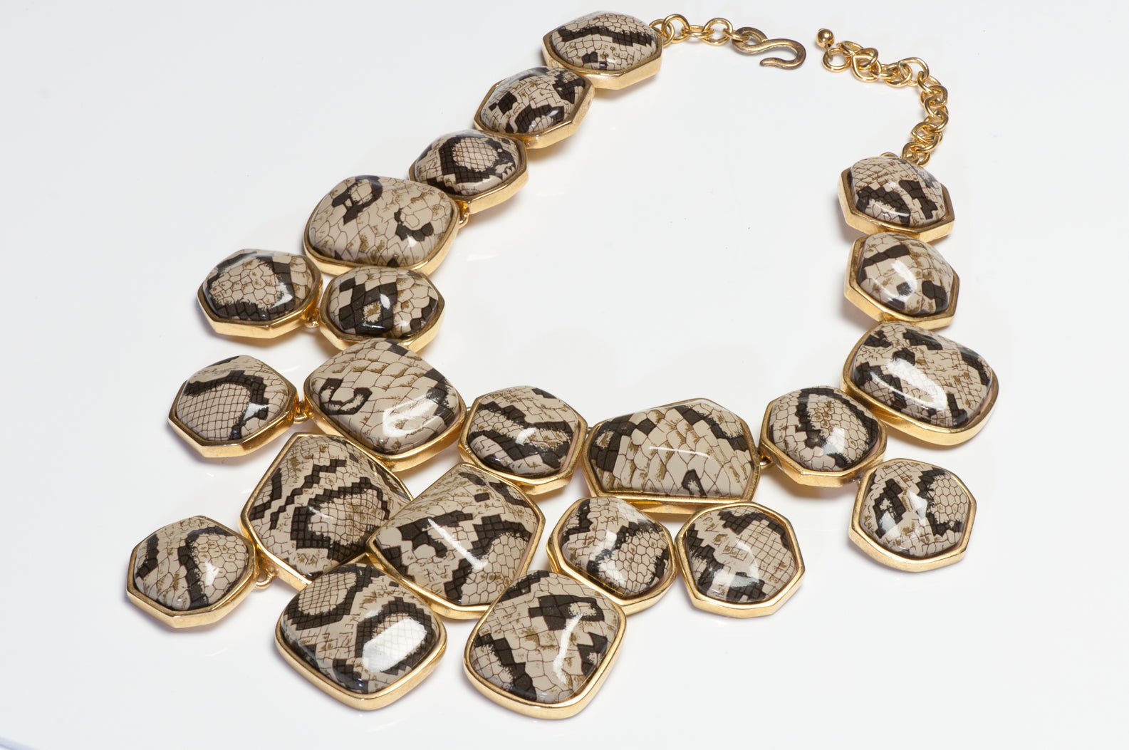 Vintage Kenneth Jay Lane KJL Snake Print Bib Necklace