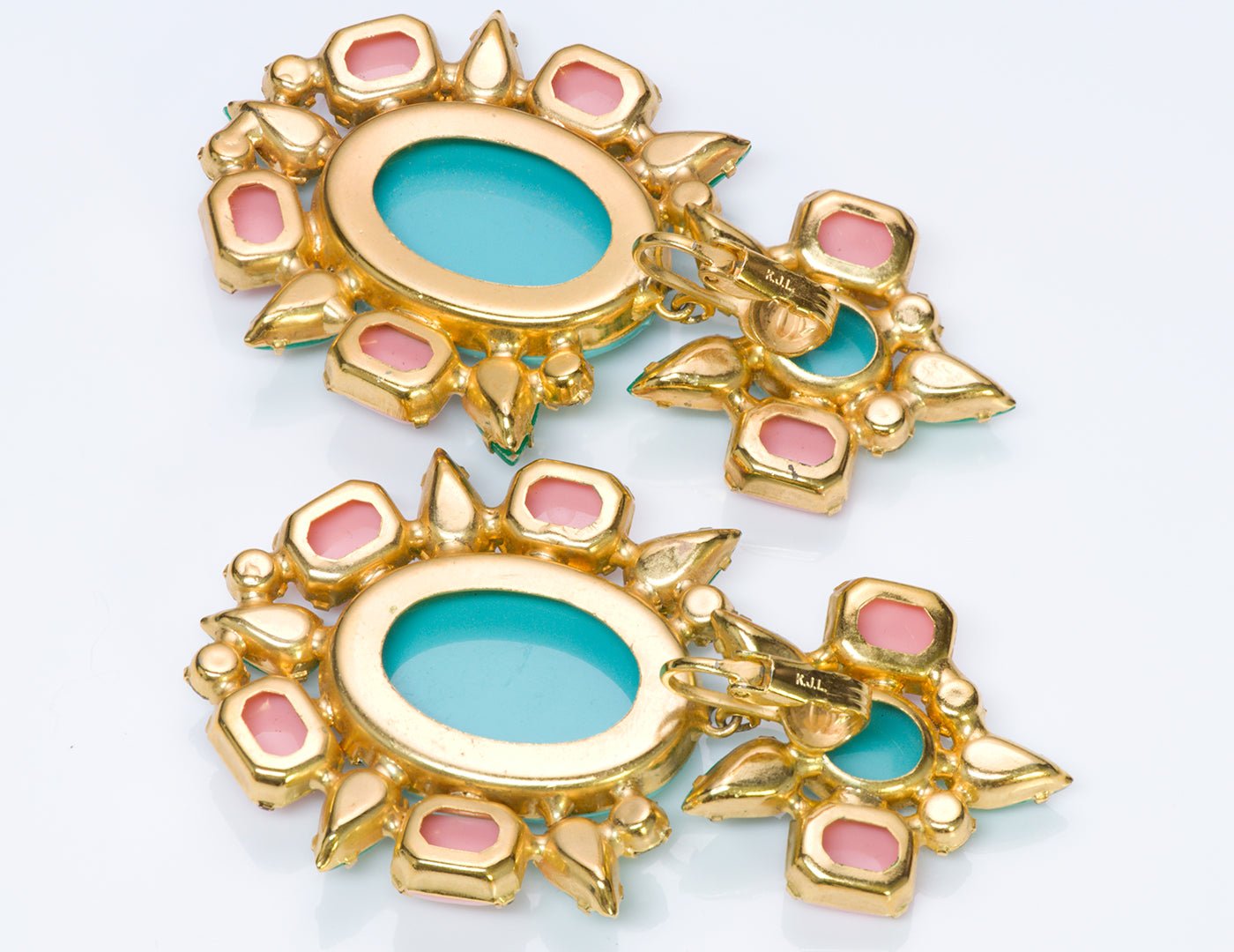 Vintage Kenneth Jay Lane KJL Turquoise Crystal Earrings