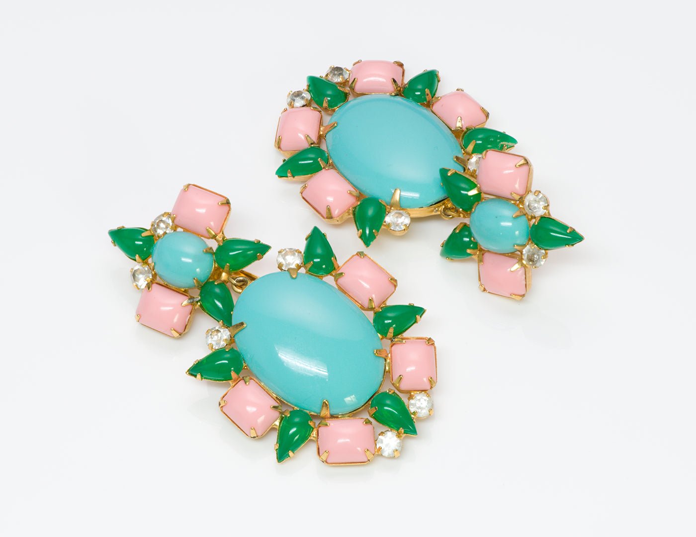 Vintage Kenneth Jay Lane KJL Turquoise Crystal Earrings