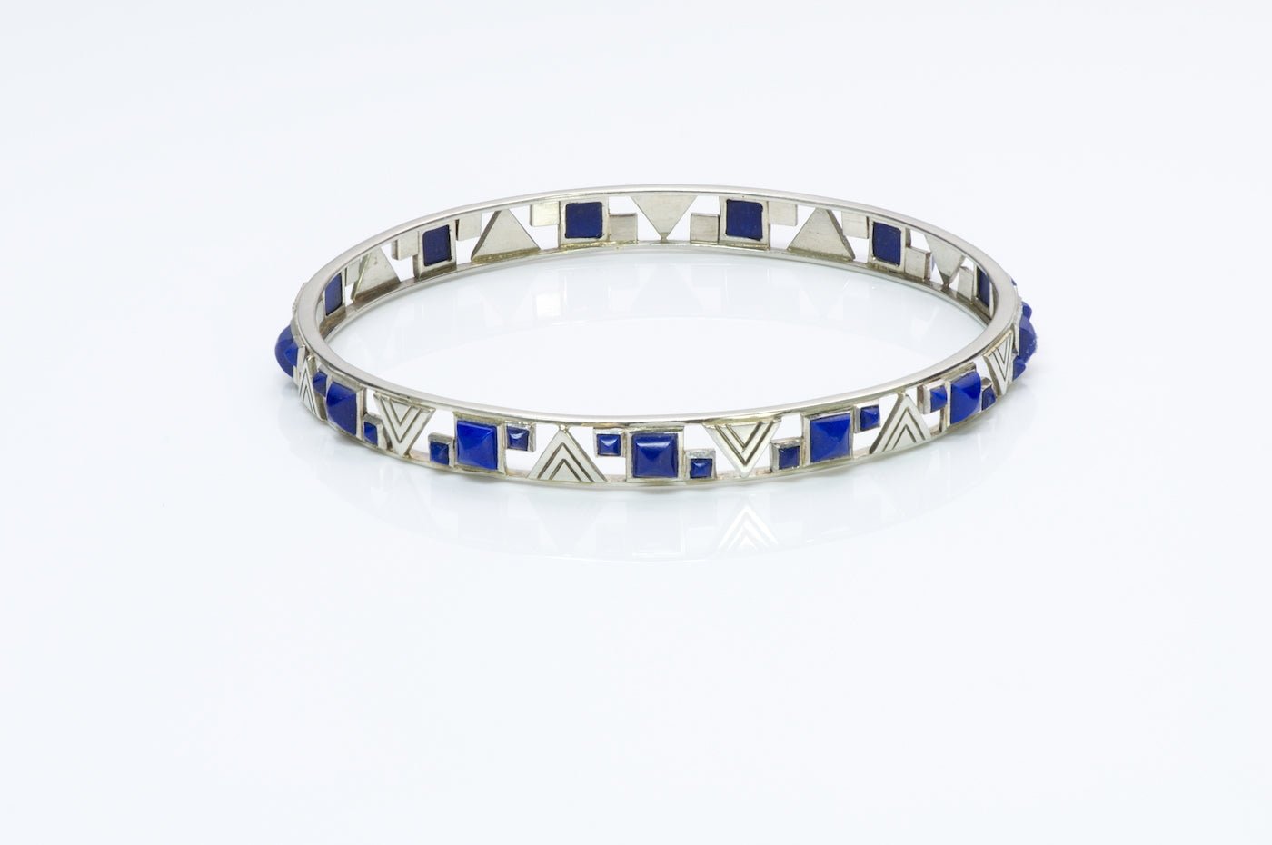 Vintage Lapis Gold Bangle Bracelet