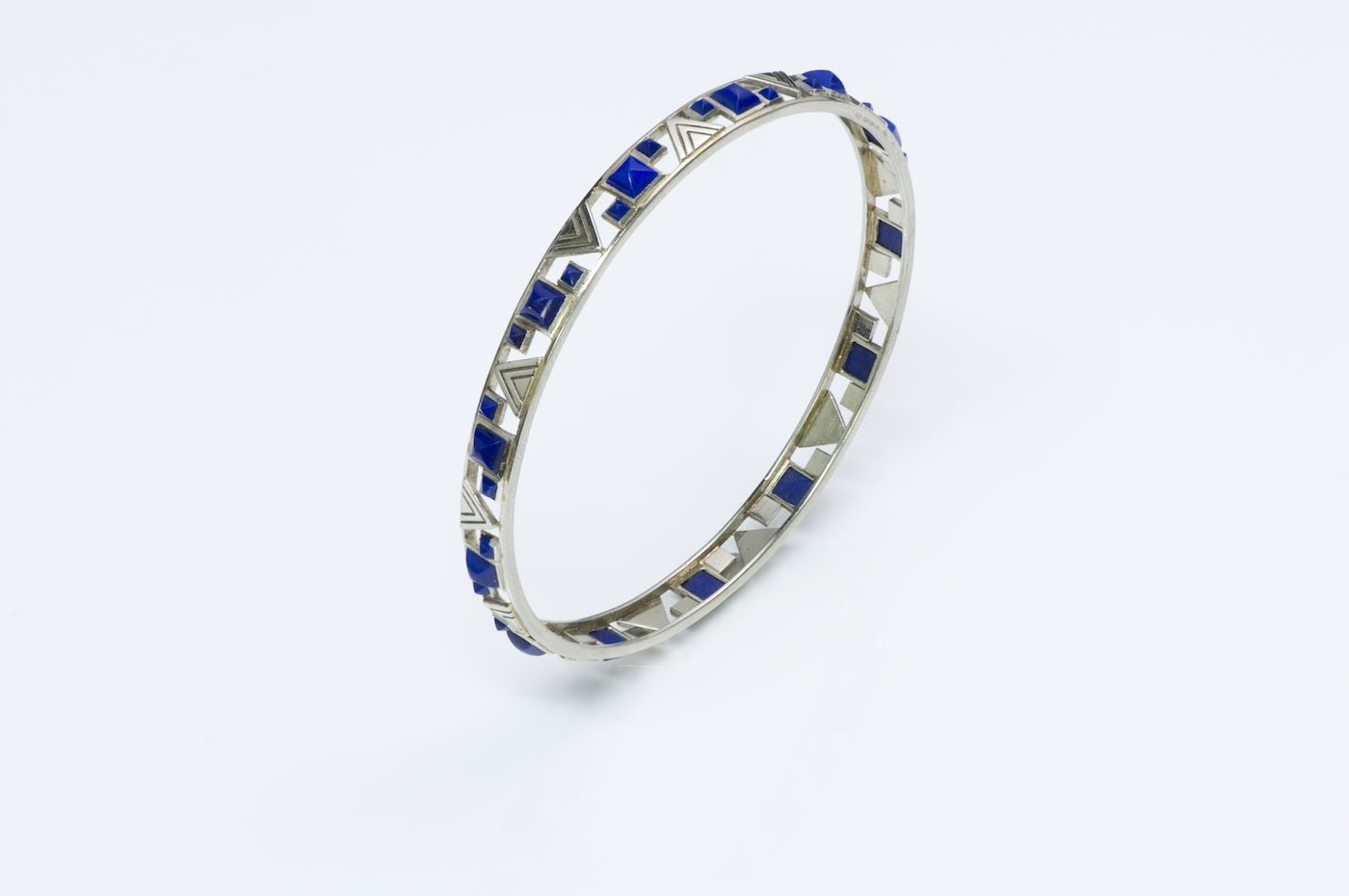 Vintage Lapis Gold Bangle Bracelet
