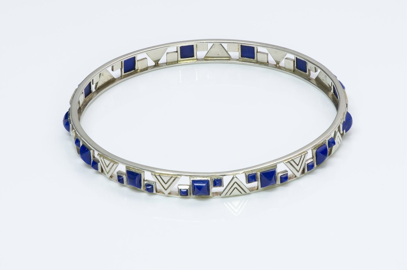 Vintage Lapis Gold Bangle Bracelet