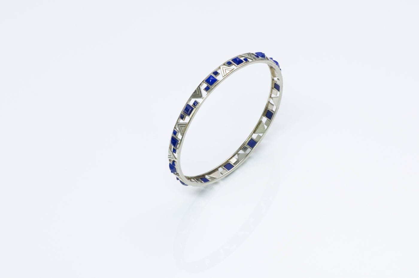 Vintage Lapis Gold Bangle Bracelet
