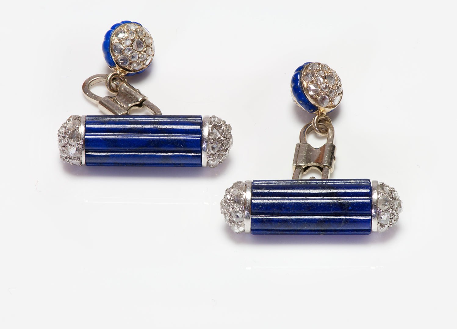 Vintage Lapis Rose Cut Diamond Cufflinks