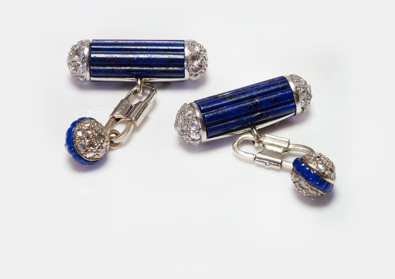 Vintage Lapis Rose Cut Diamond Cufflinks