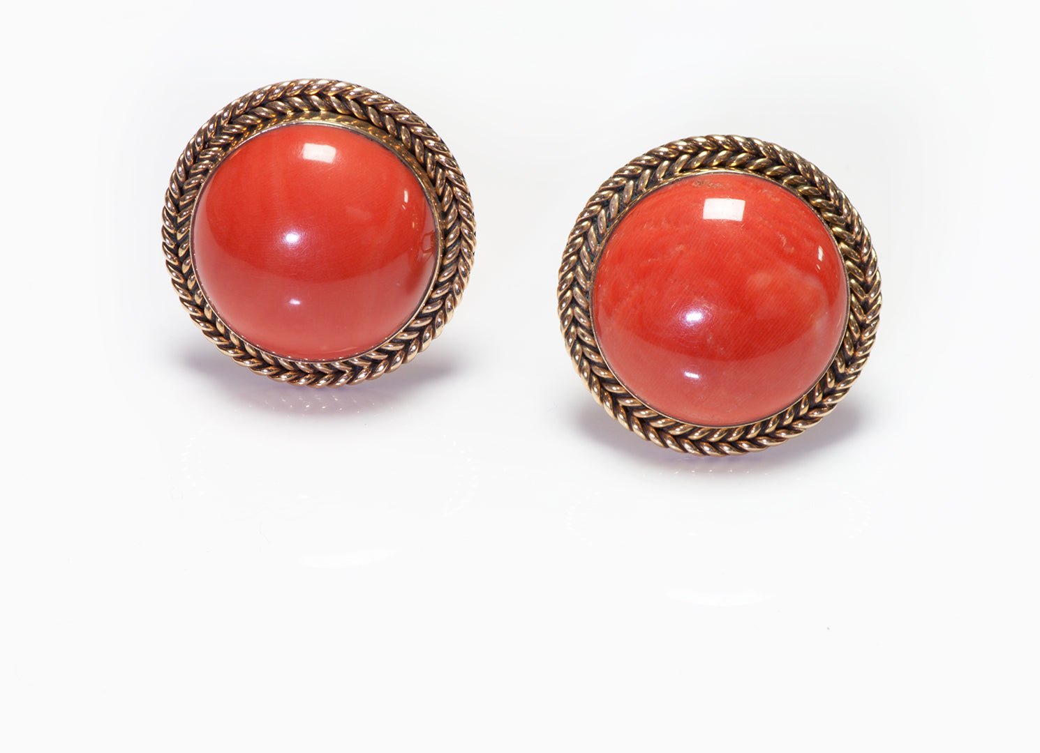 Vintage Large Gold Coral Men's Cufflinks