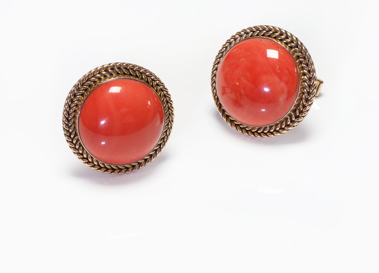 Vintage Large Gold Coral Men's Cufflinks