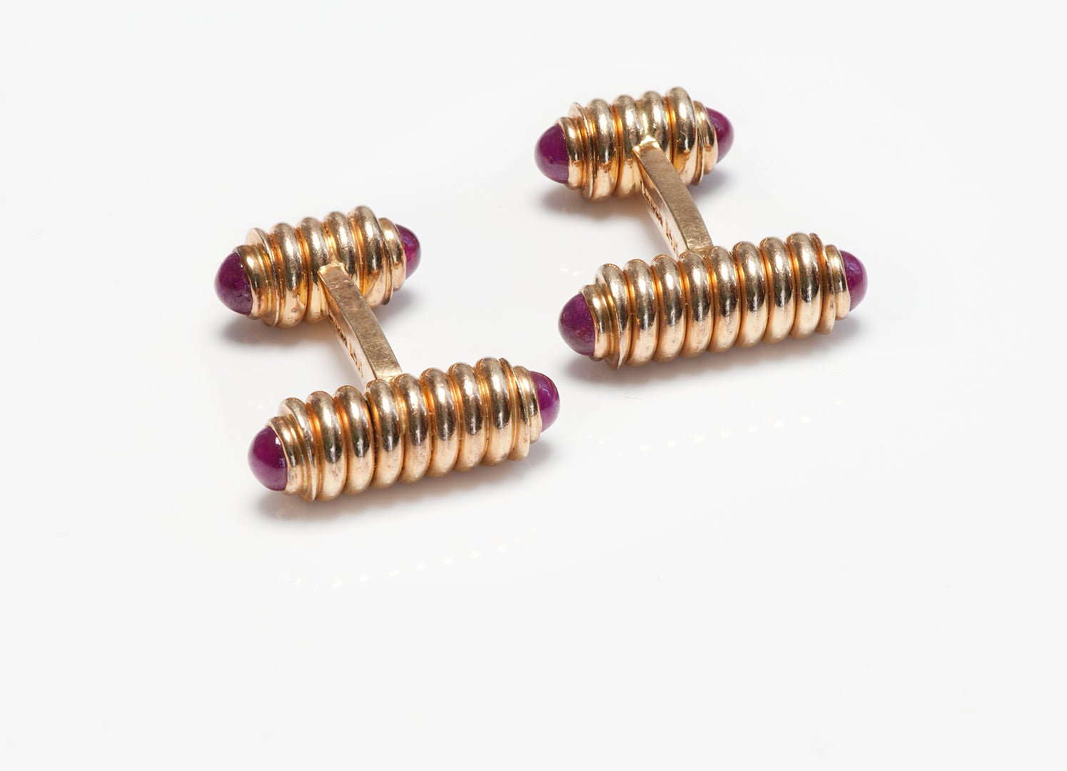 Vintage Lindsay & Co. Gold Cabochon Ruby Cufflinks