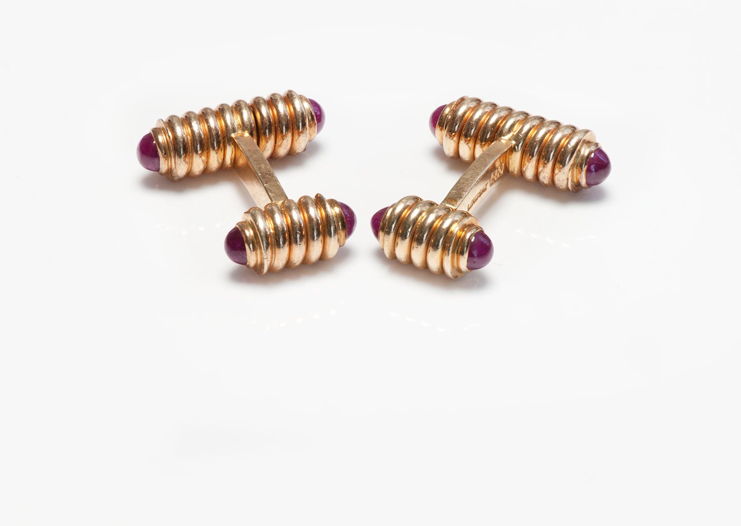 Vintage Lindsay & Co. Gold Cabochon Ruby Cufflinks