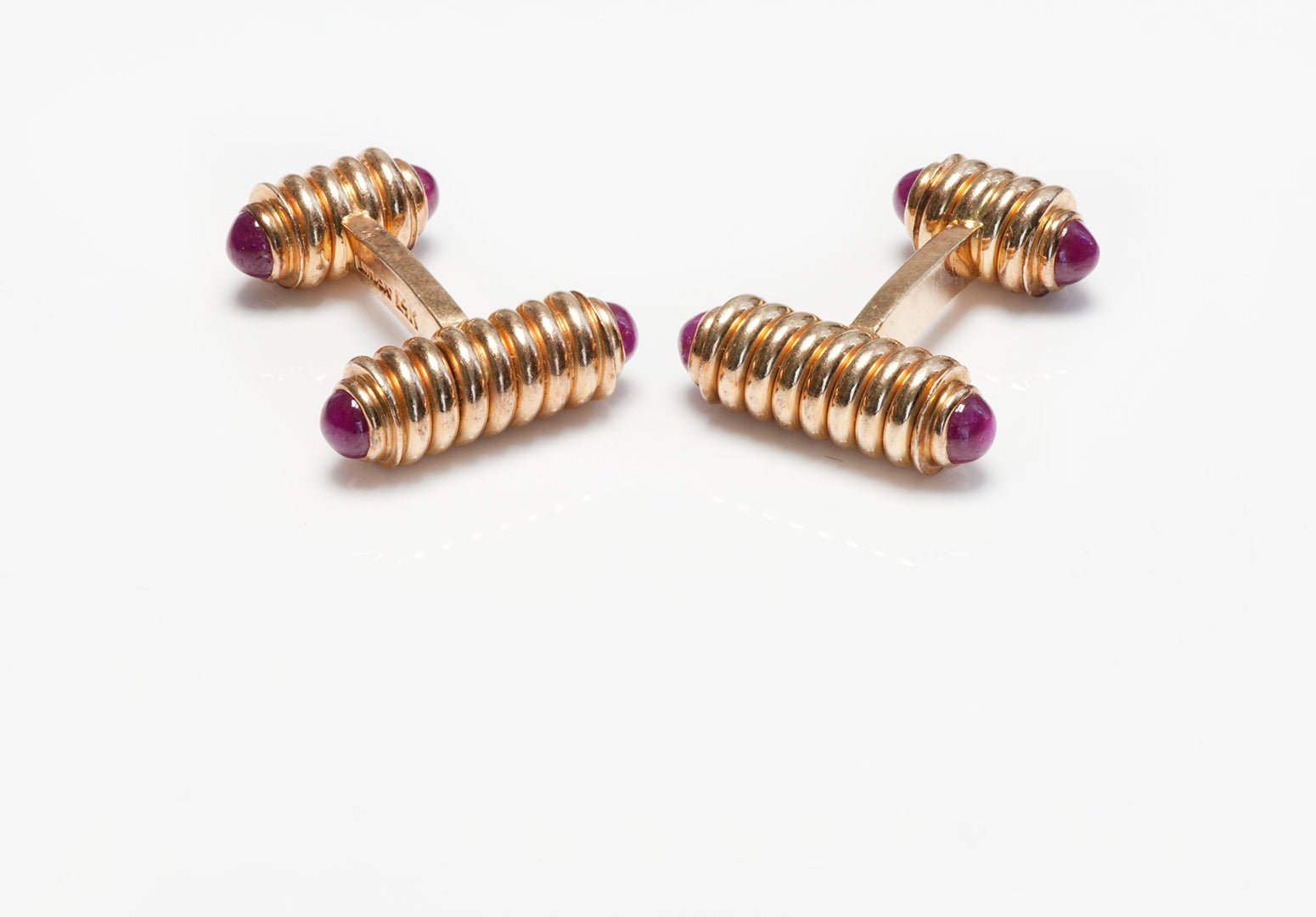 Vintage Lindsay & Co. Gold Cabochon Ruby Cufflinks