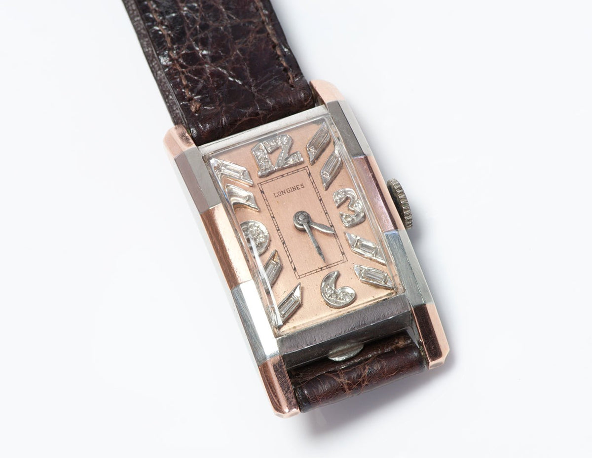Vintage Longines Platinum Gold & Diamond Watch display picture 1