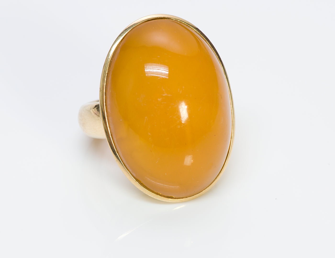 Vintage Majo Fruithof 18K Yellow Gold Amber Ring