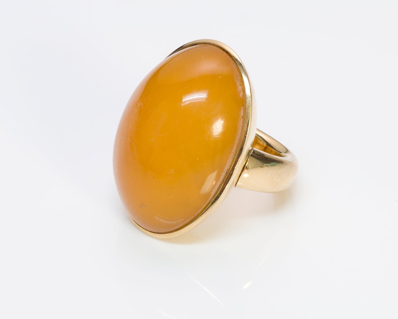 Vintage Majo Fruithof 18K Yellow Gold Amber Ring