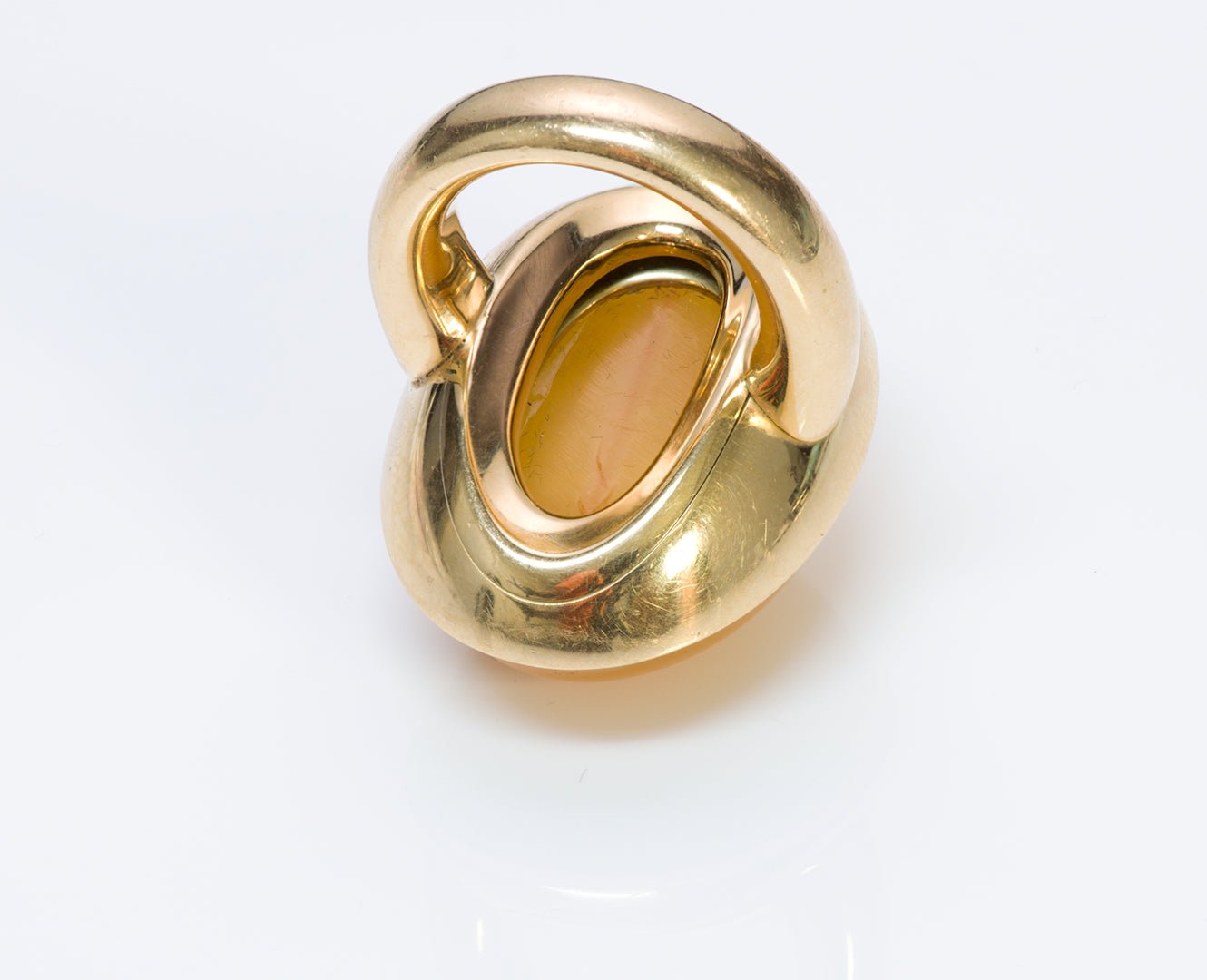 Vintage Majo Fruithof 18K Yellow Gold Amber Ring