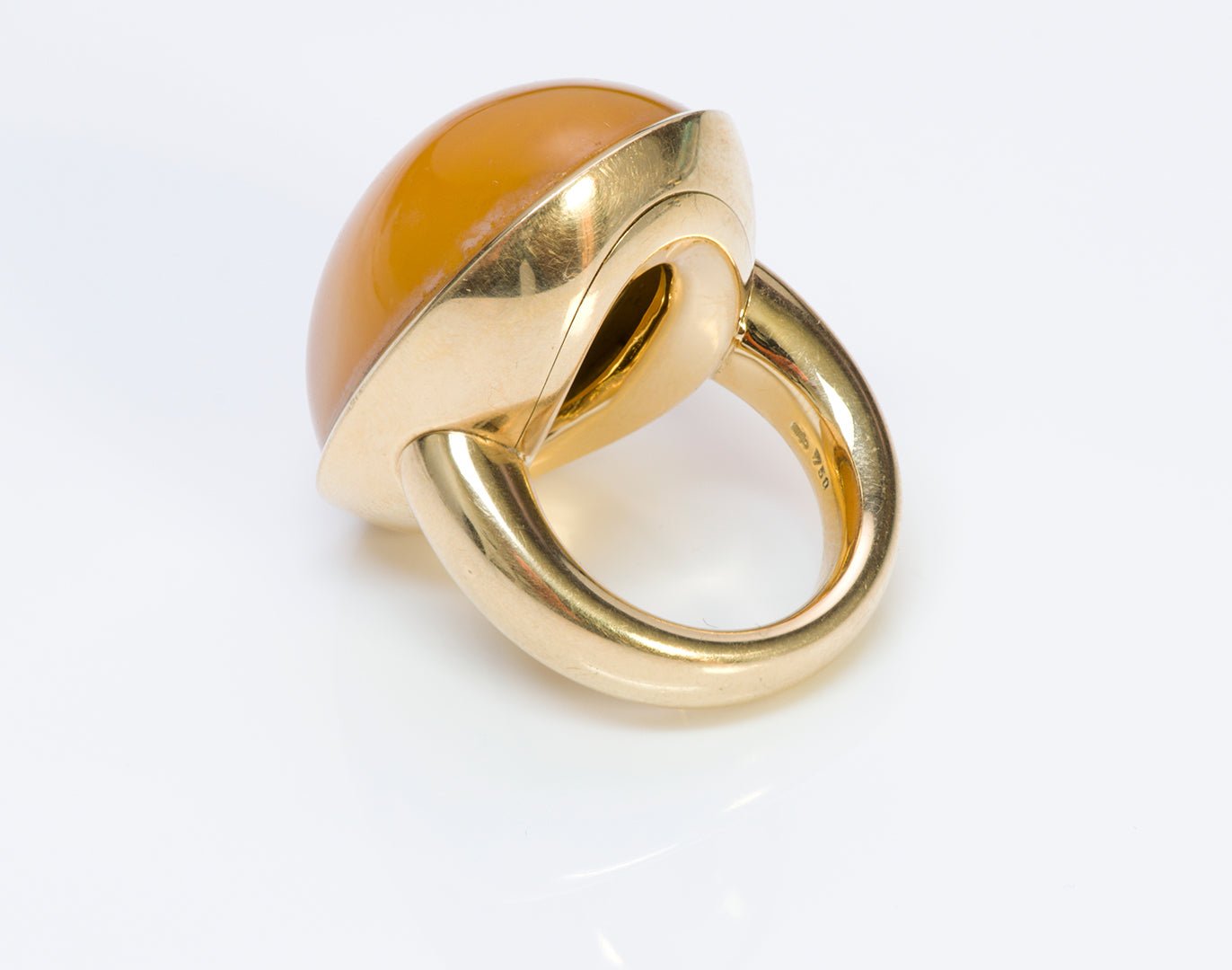 Vintage Majo Fruithof 18K Yellow Gold Amber Ring