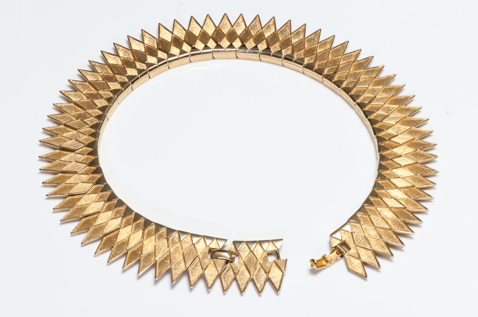 Vintage Marcel Boucher Gold Plated Egyptian Style Textured Collar Necklace
