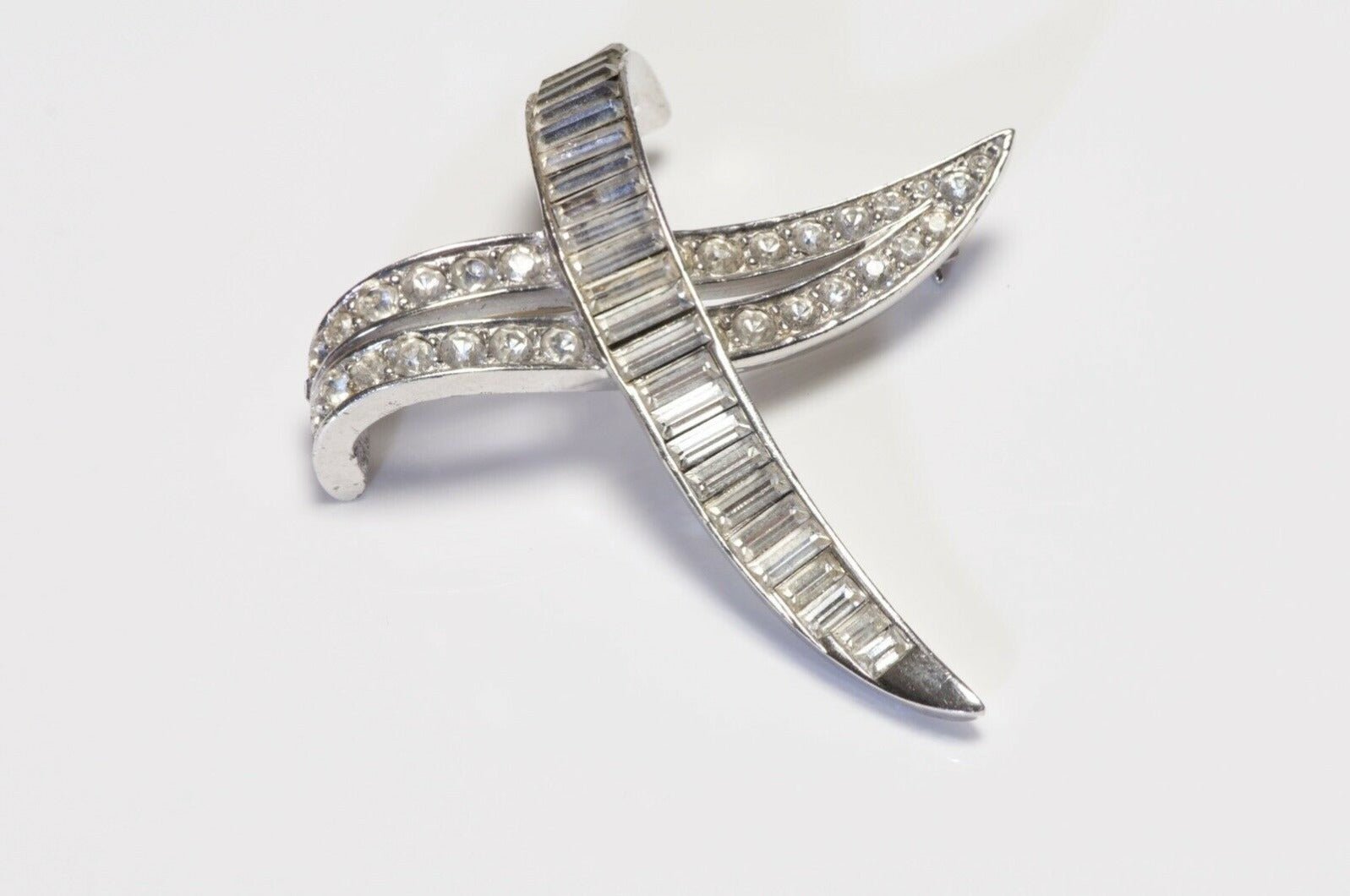 Vintage Marcel Boucher Rhodium Plated Crystal Bird Brooch Earrings Set