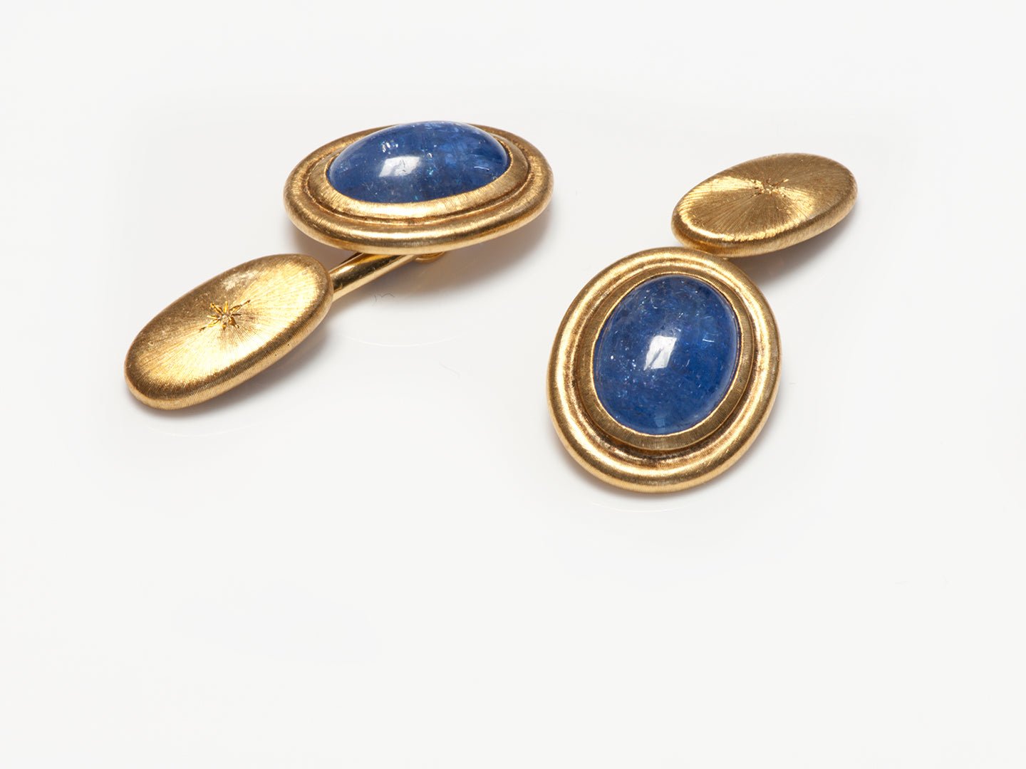Vintage Mario Buccellati 18K Yellow Gold Sapphire Cufflinks