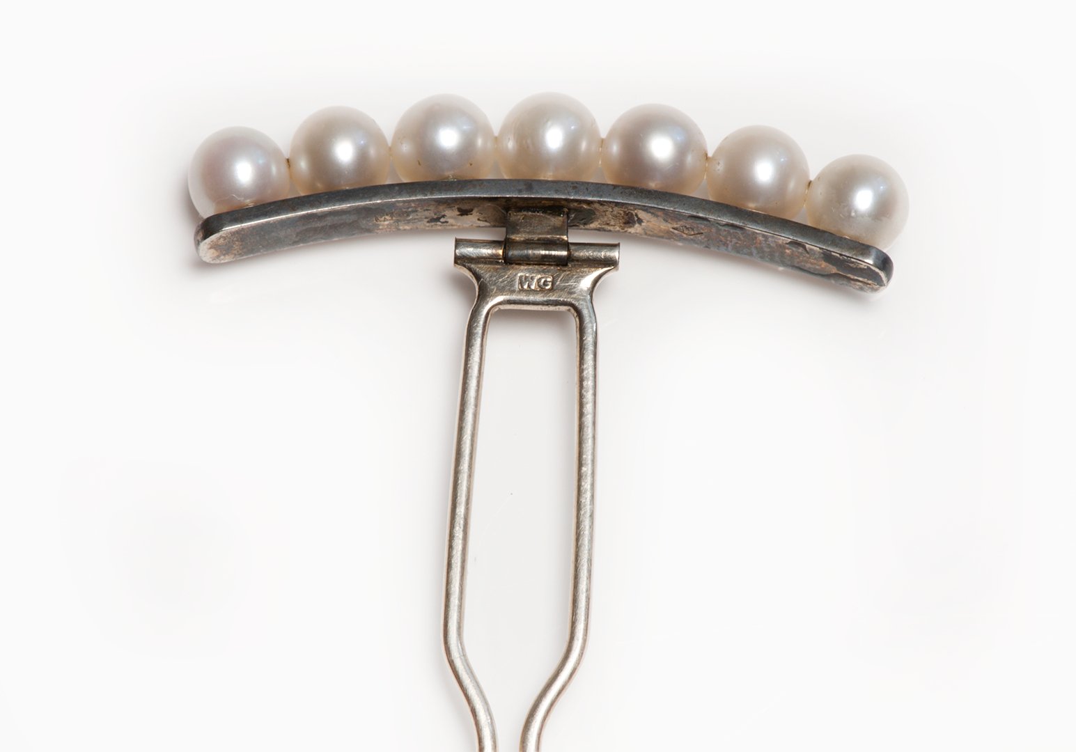 Vintage Maruka Silver Pearl Hair Ornament