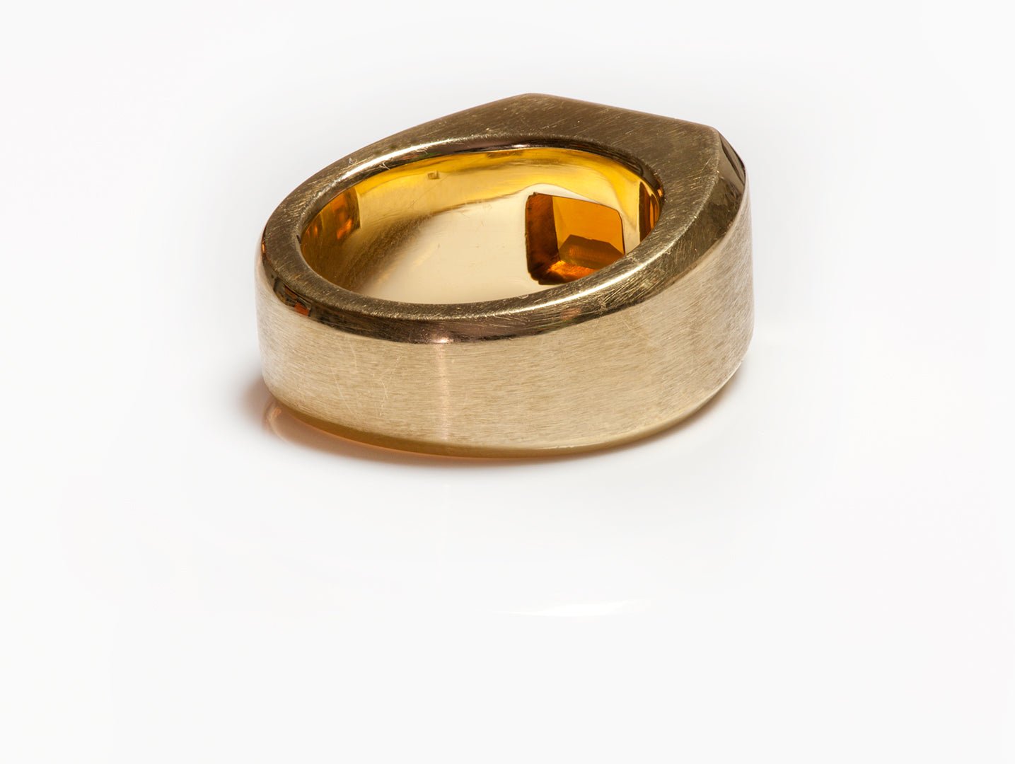Vintage Men's 18K Yellow Gold Citrine Ring