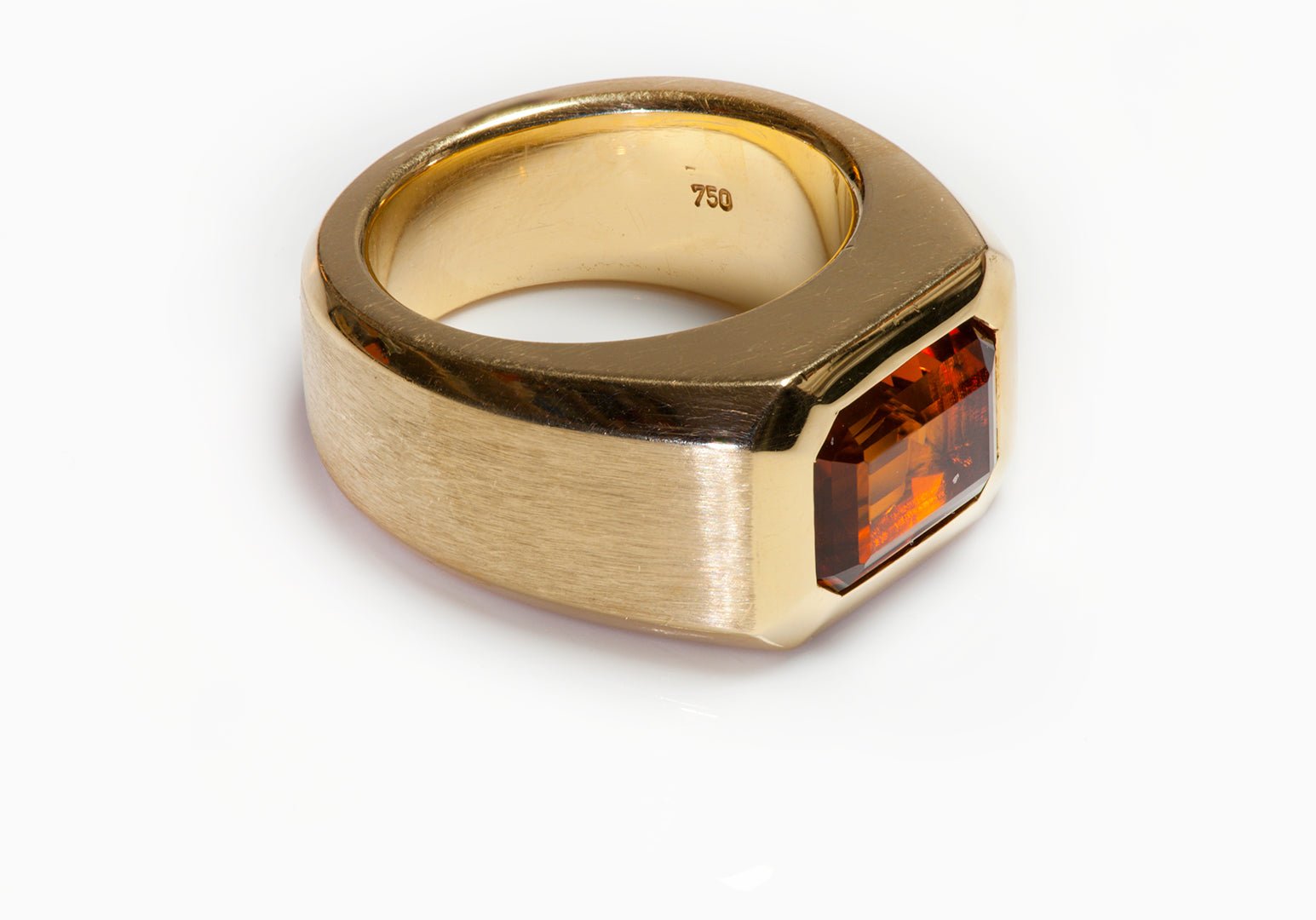 Vintage Men's 18K Yellow Gold Citrine Ring