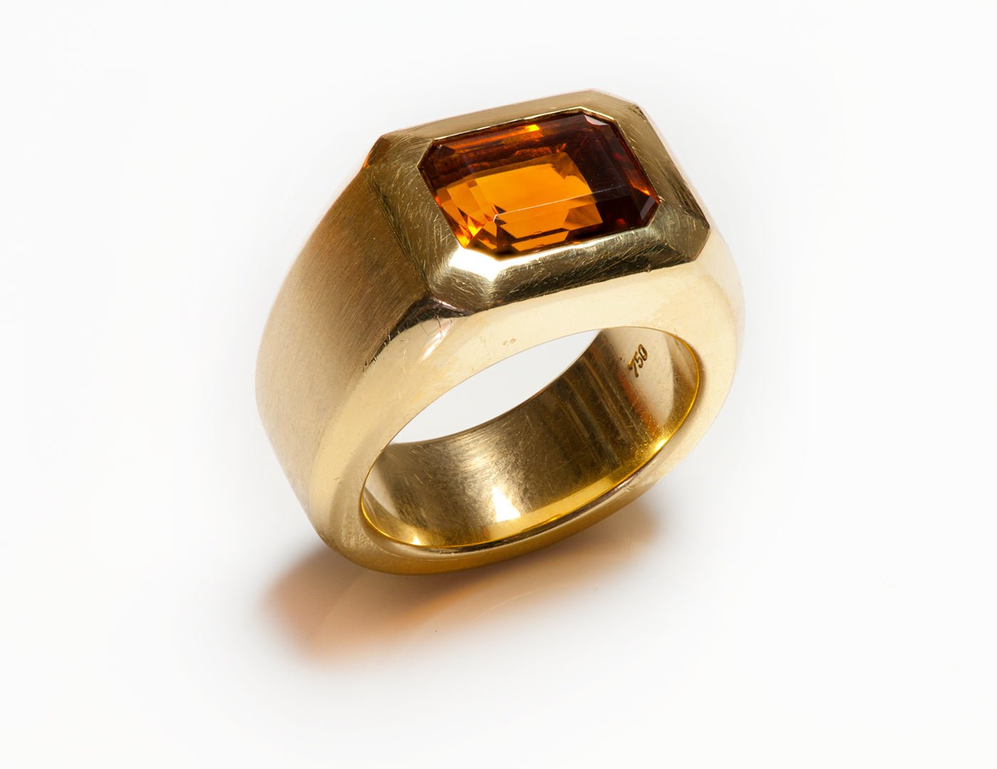 Vintage Men's 18K Yellow Gold Citrine Ring