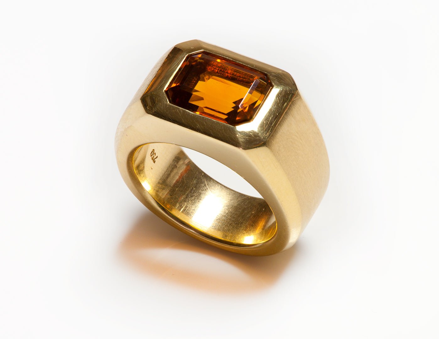 Vintage Men's 18K Yellow Gold Citrine Ring