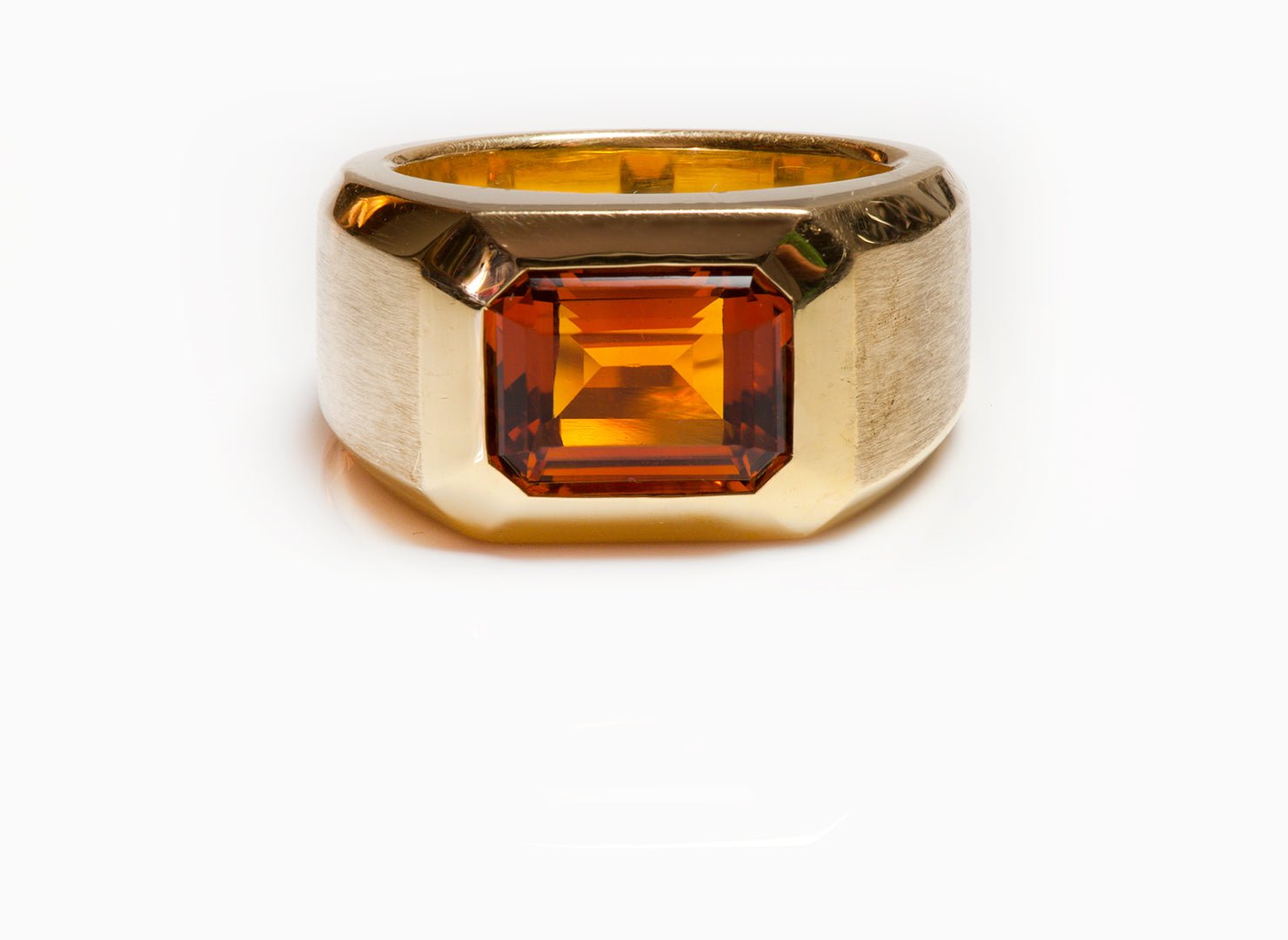 Vintage Men's 18K Yellow Gold Citrine Ring