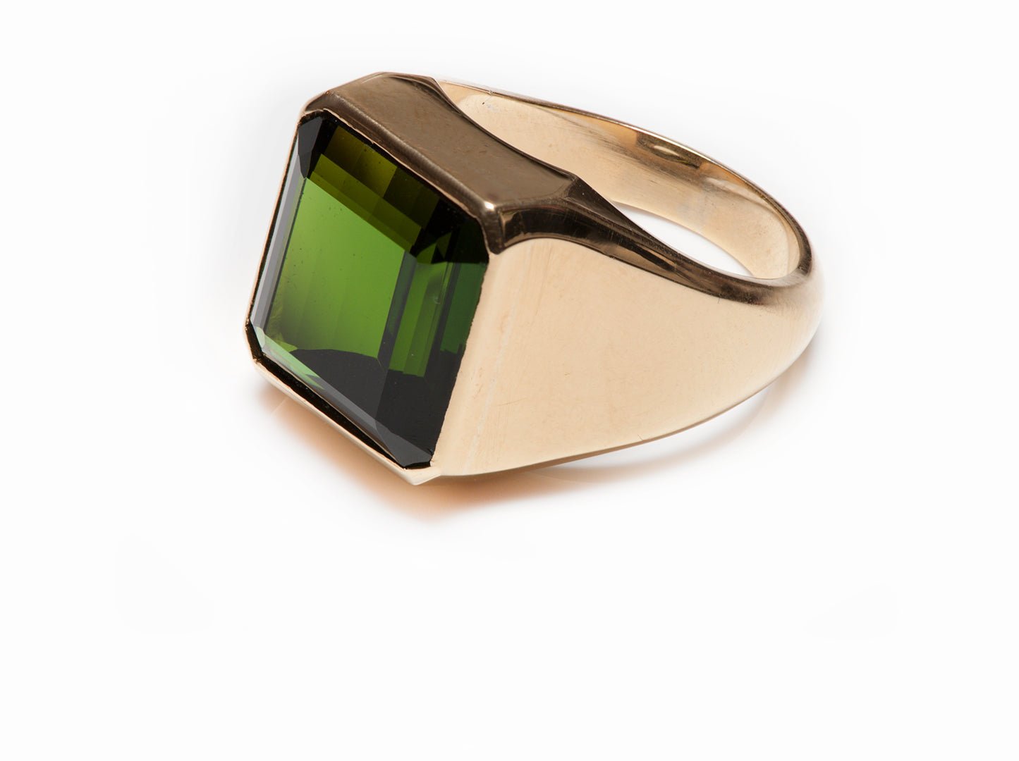 Vintage Men's 18K Yellow Gold Tourmaline Ring