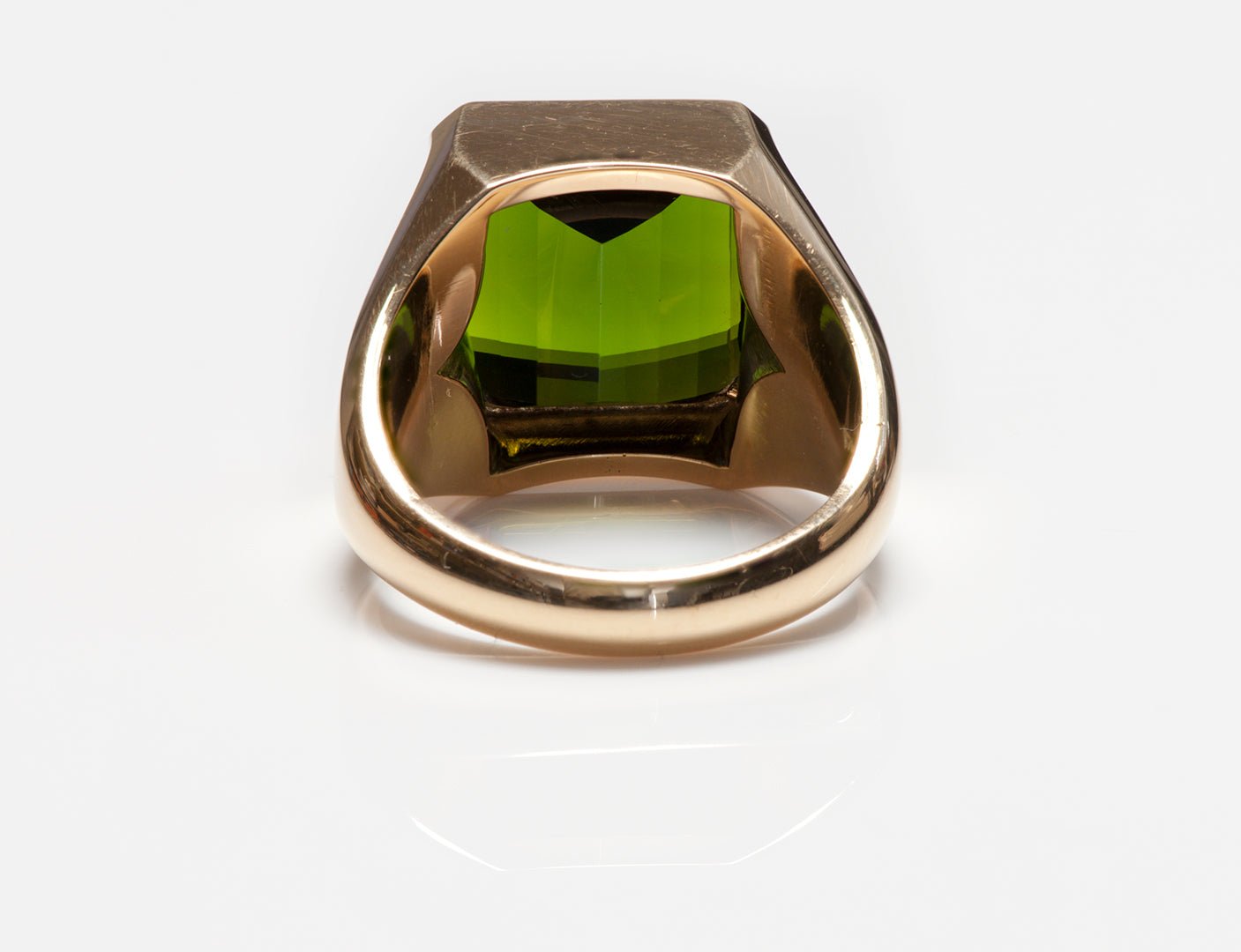 Vintage Men's 18K Yellow Gold Tourmaline Ring