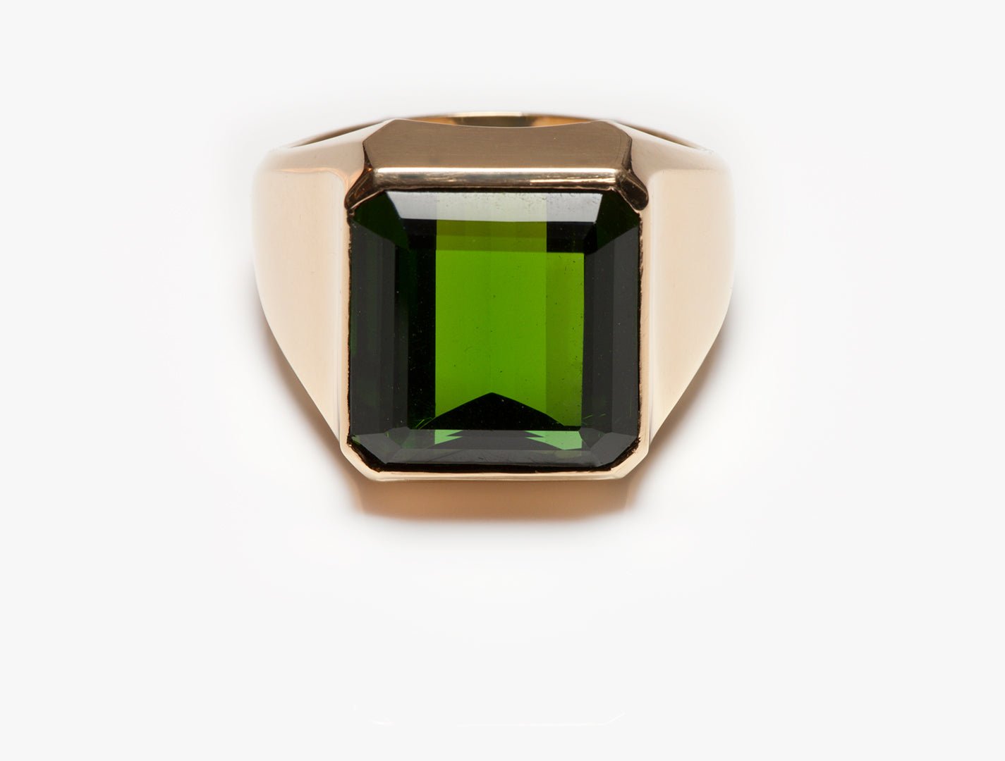 Vintage Men's 18K Yellow Gold Tourmaline Ring