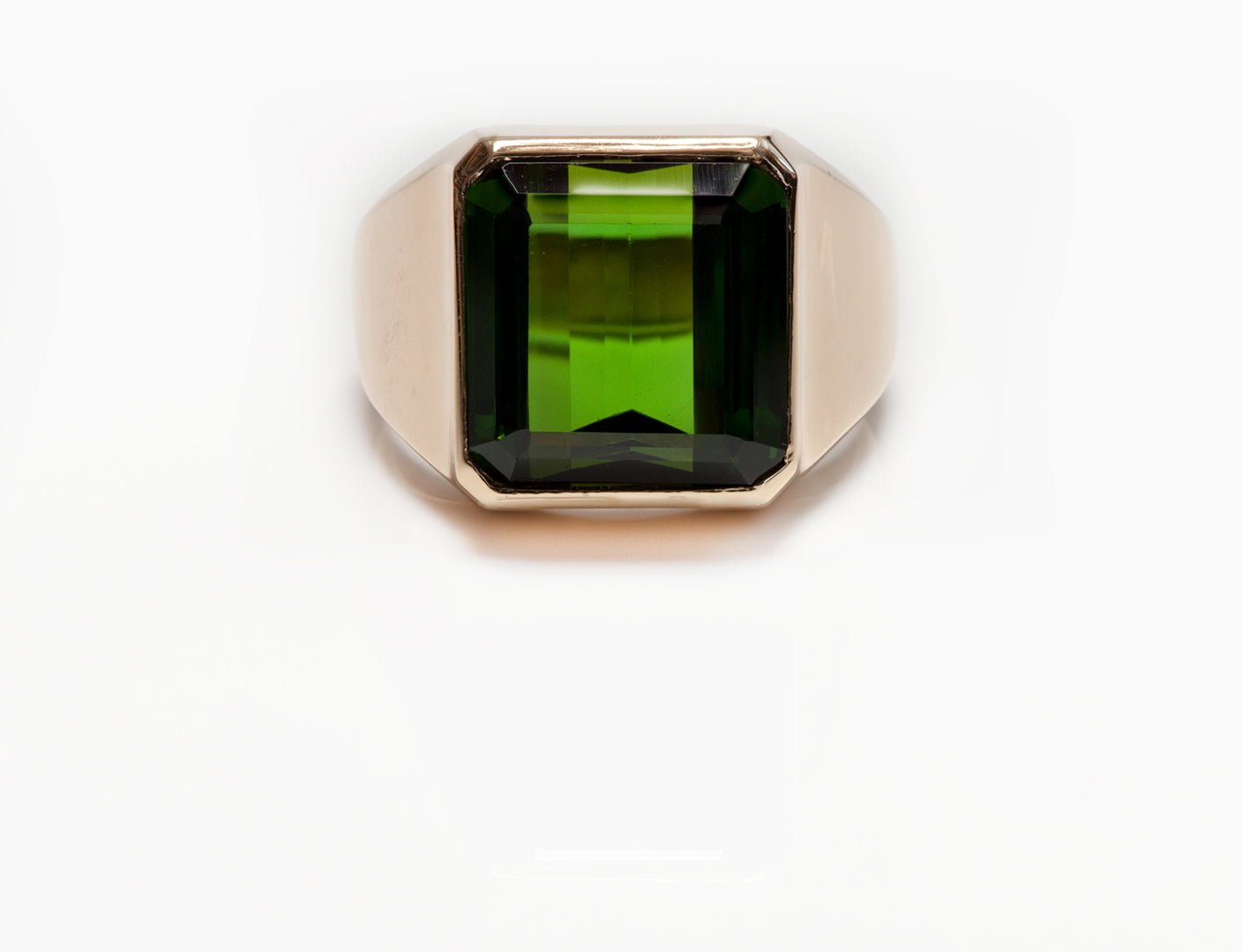 Vintage Men's 18K Yellow Gold Tourmaline Ring