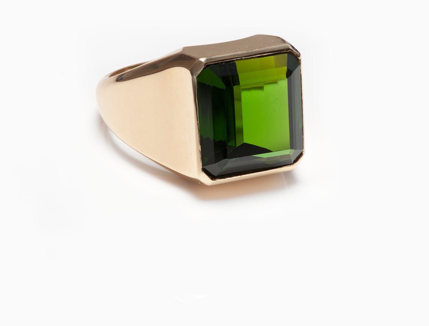 Vintage Men's 18K Yellow Gold Tourmaline Ring
