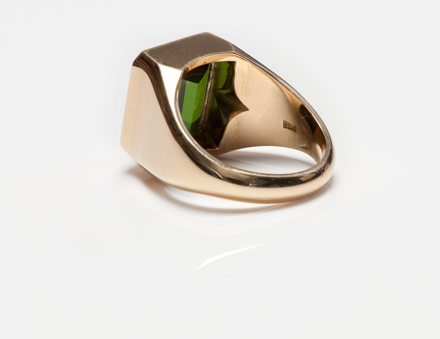 Vintage Men's 18K Yellow Gold Tourmaline Ring