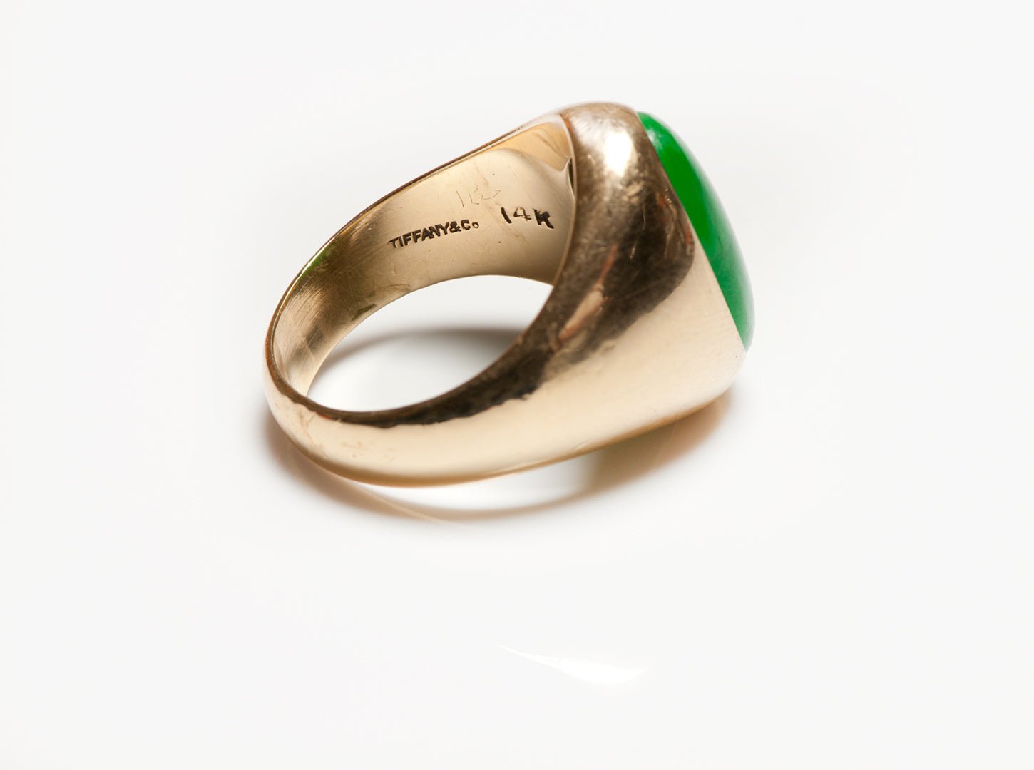 Vintage Men's Tiffany & Co. Yellow Gold Oval Jade Ring