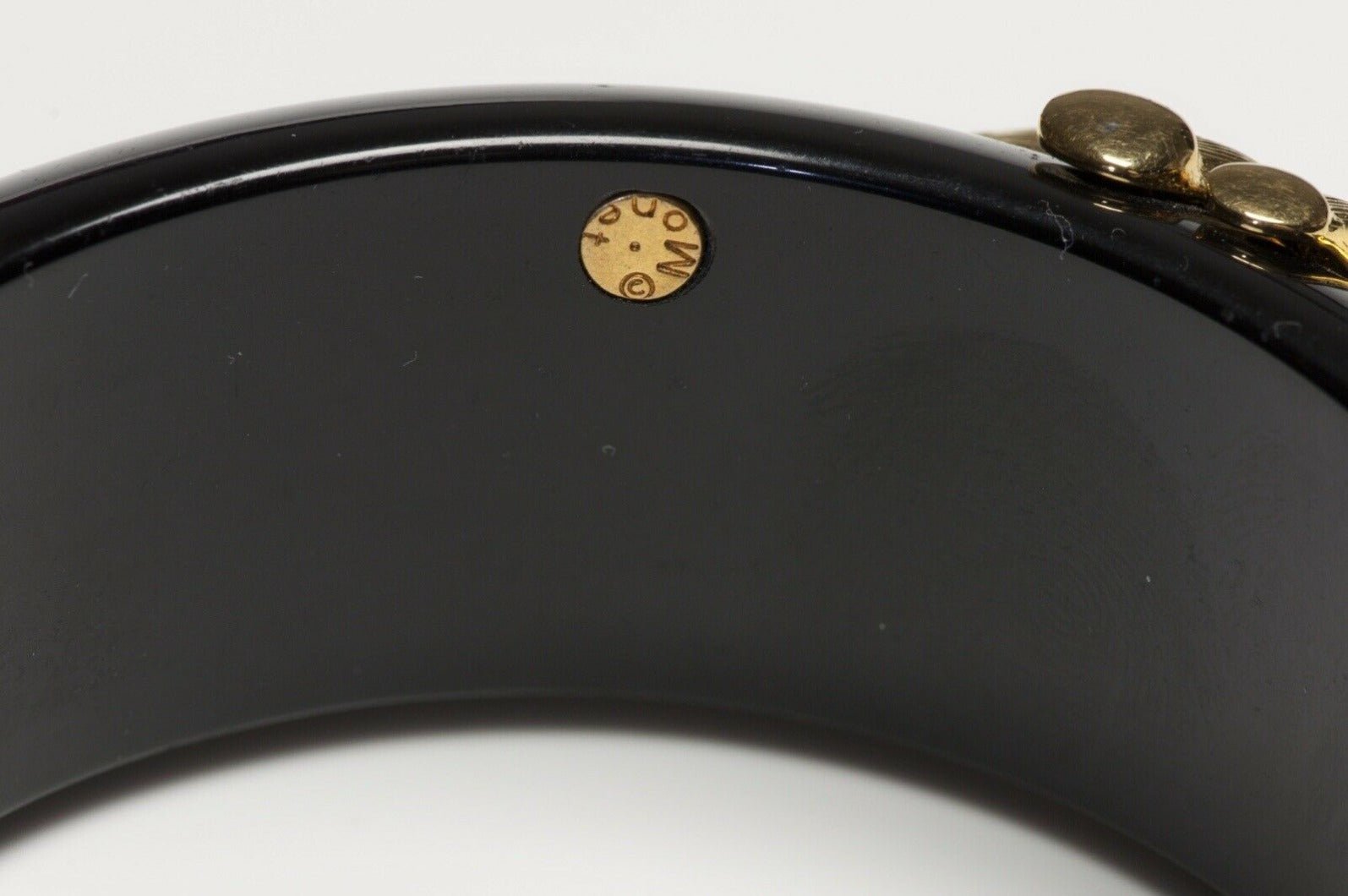 Vintage Monet Wide Black Resin Bamboo Bangle Bracelet