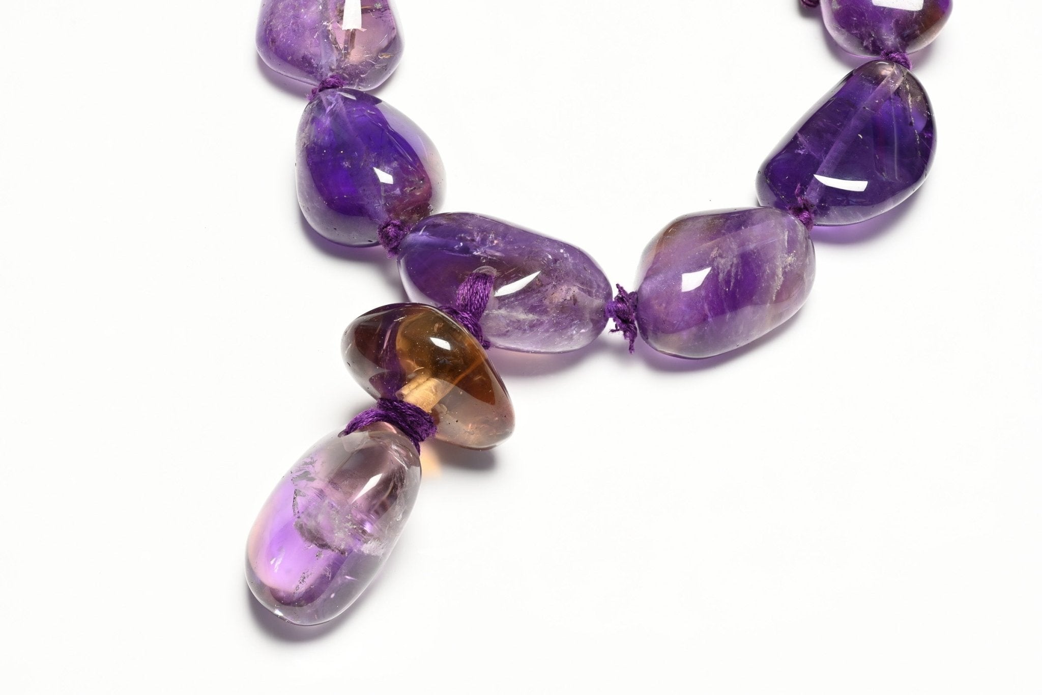 Vintage Monies Gerda Lynggaard Large Amethyst Beads Collar Necklace