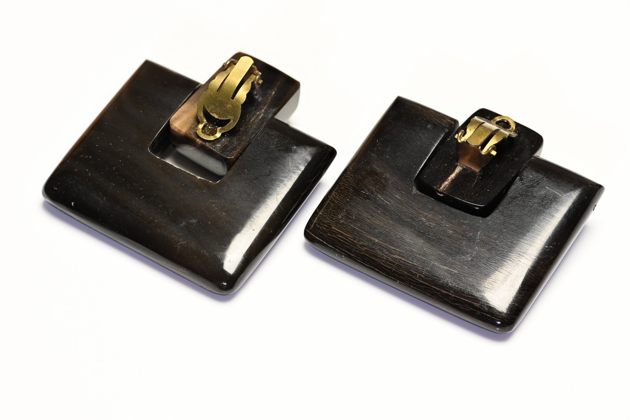 Vintage Monies Gerda Lynggard Brown Horn Door Knocker Earrings