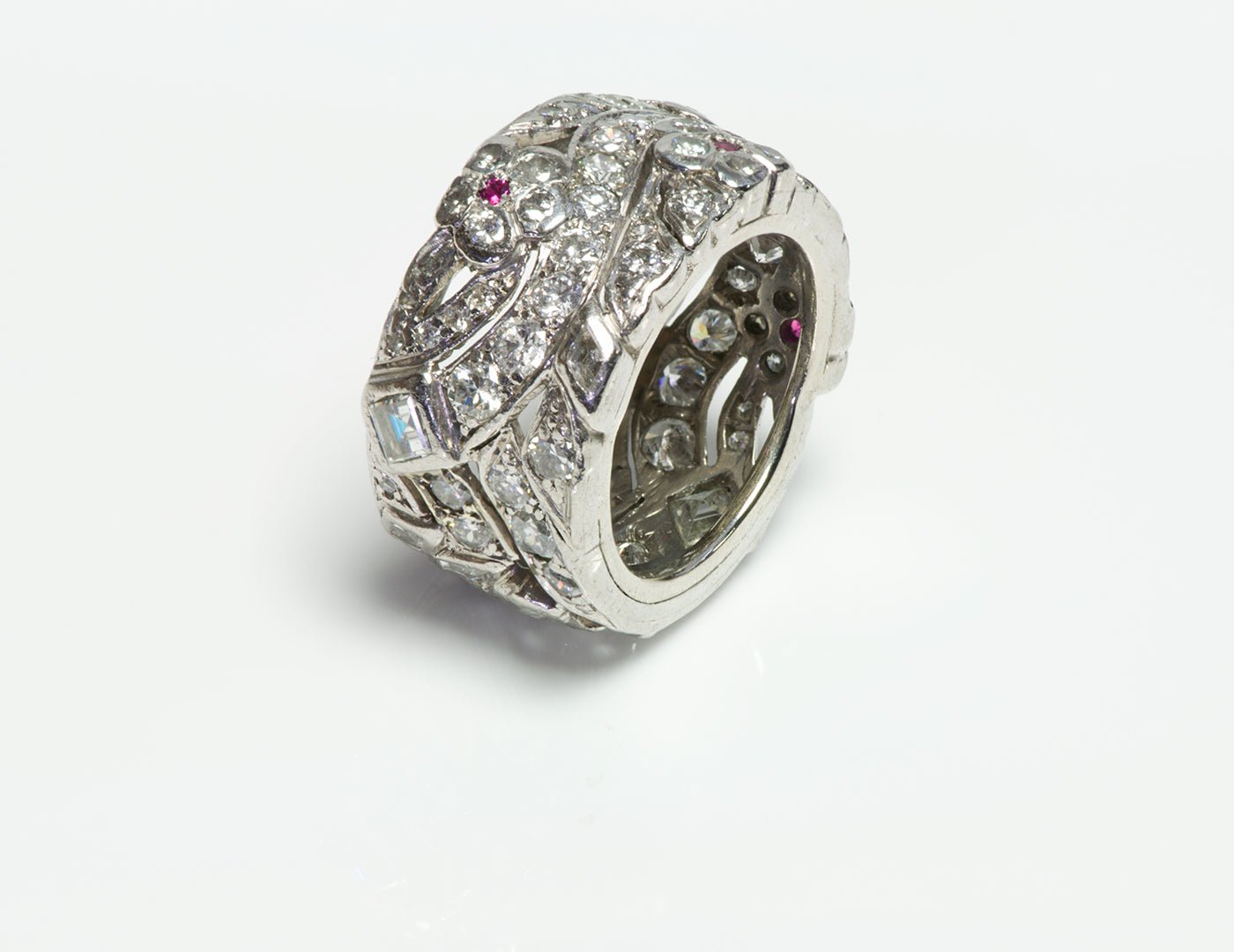 Vintage Multi-Shape Diamond Platinum Wide Band Ring