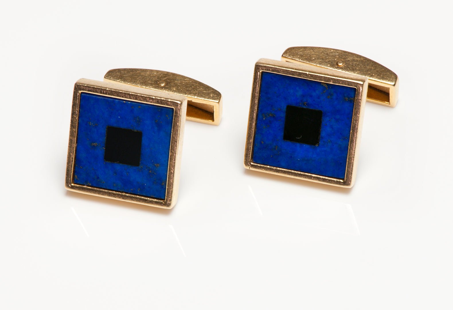 Vintage Orianne Collins Gold Inlay Lapis Onyx Cufflinks