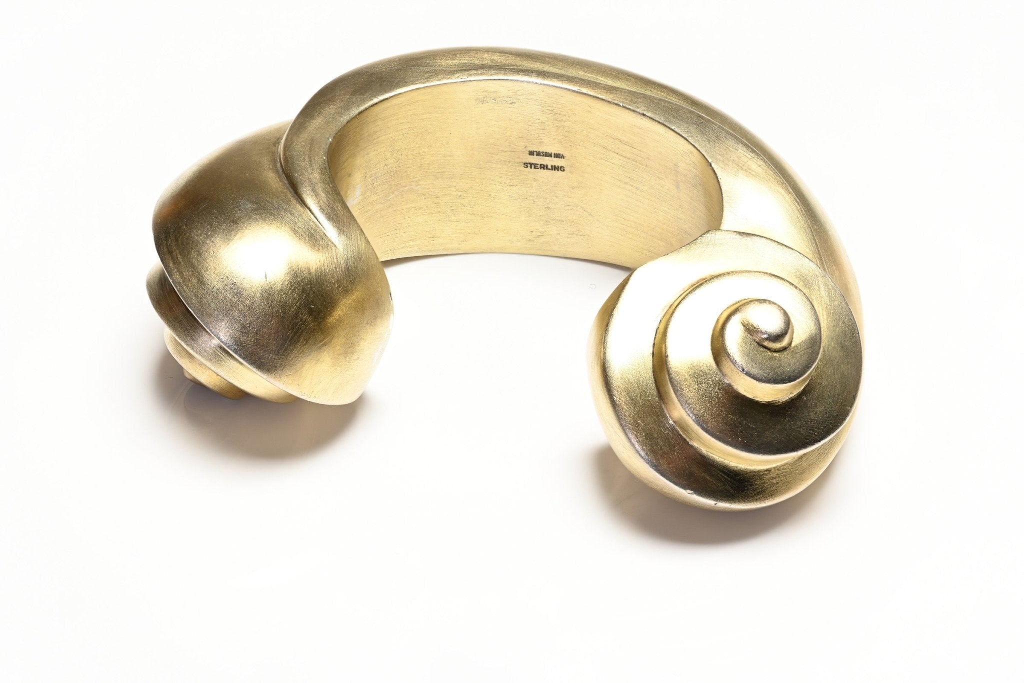 Vintage Patricia Von Musulin Sterling Silver Gilded Ram Cuff Bracelet