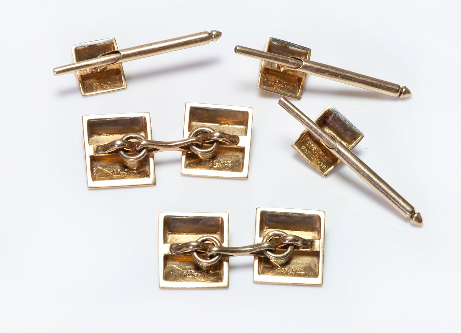 Vintage Platinum Inlaid Gold Cufflink Stud Set