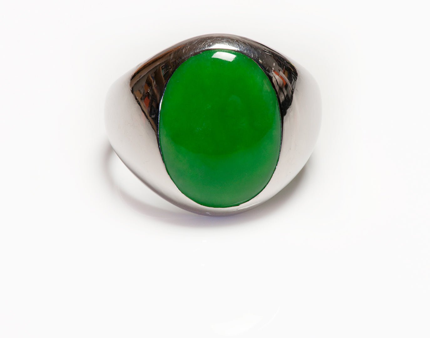 Vintage Platinum Jade Men's Ring