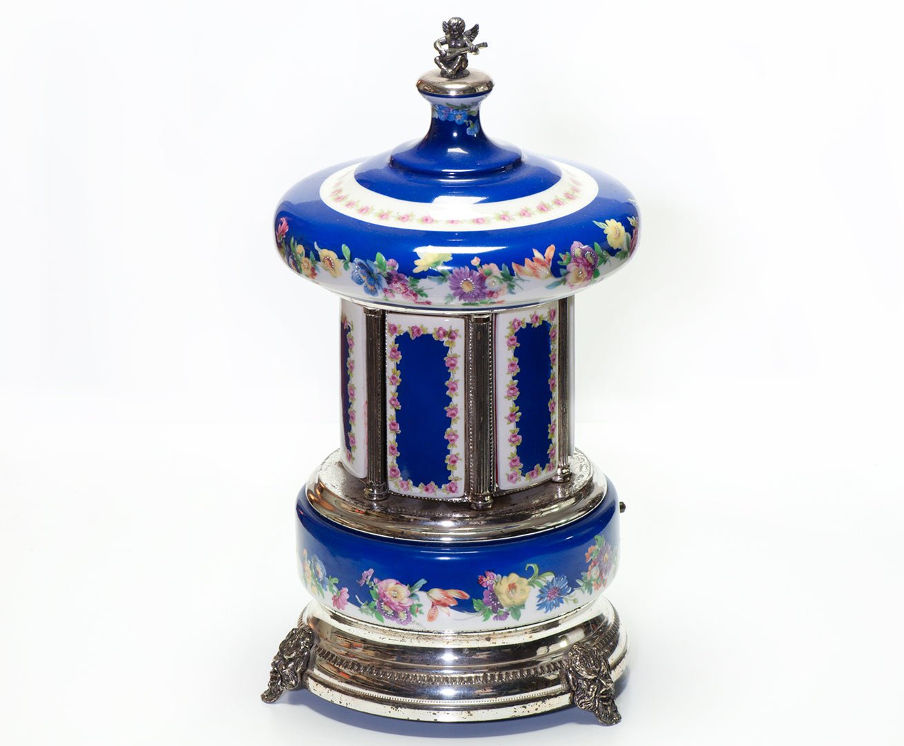 Vintage Reuge Enamel Carousel Cigarette Holder Music Box