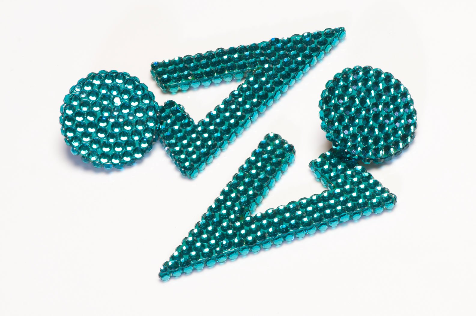 Vintage Richard Kerr Long Green Crystal Geometric Earrings